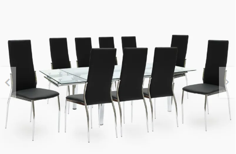Juego de Comedor New Linear Extensible 10 Sillas Negro